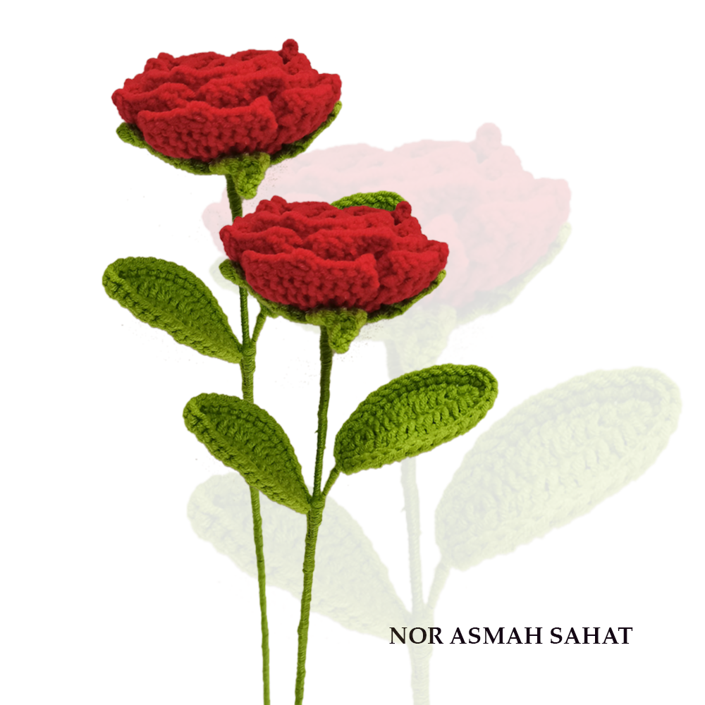 (PRE-ORDER 255) BUNGA ROSE CROCHET (2 KUNTUM)