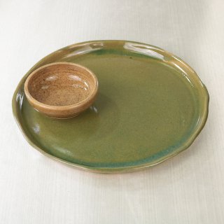 (SET) CERAMIC PLATE + CERAMIC SAMBAL BOWL