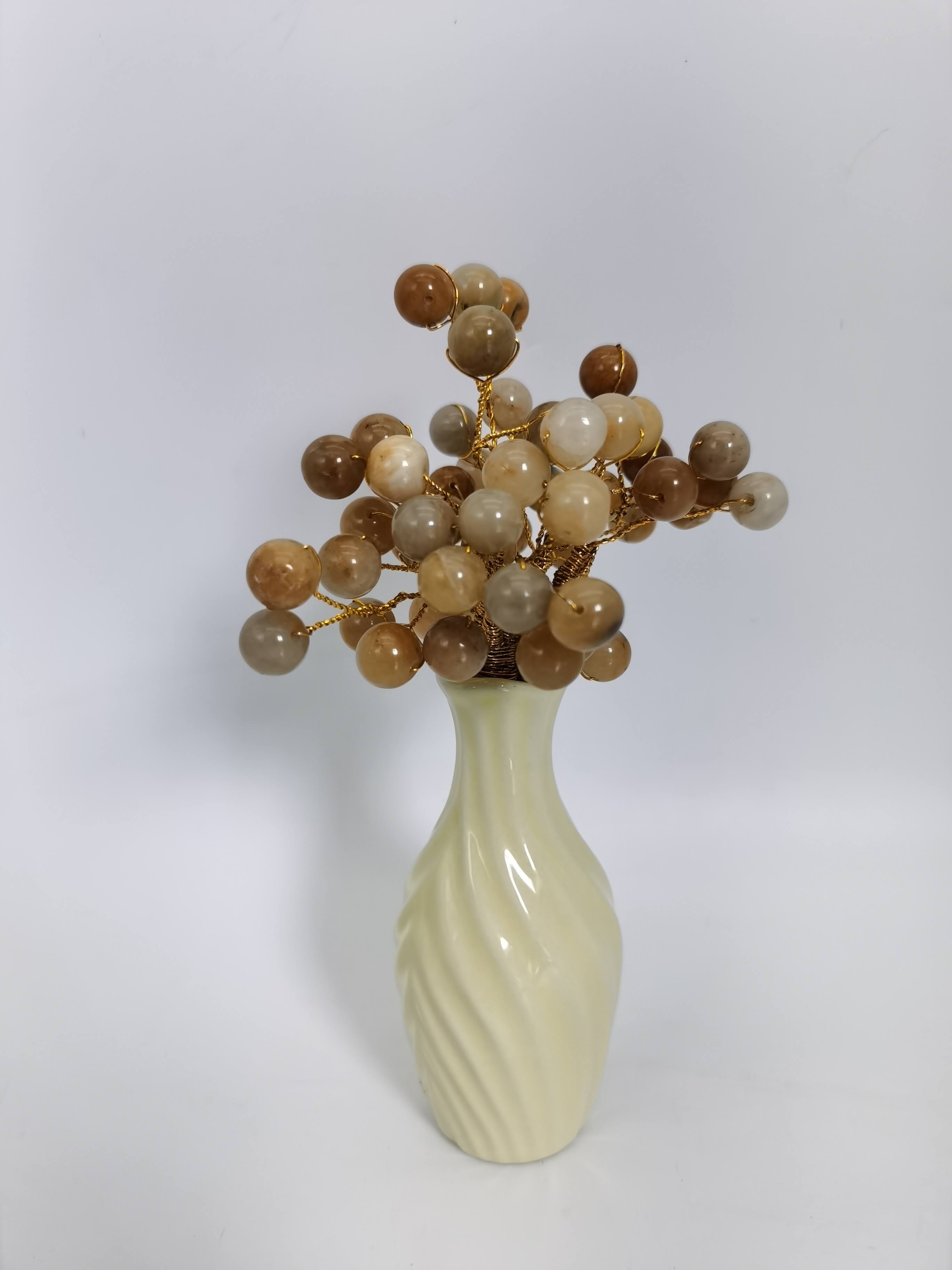 YELLOW JED STONE FLOWER WITH VASE