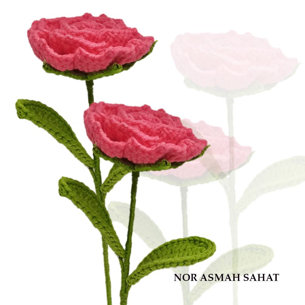 (PRE-ORDER 260) BUNGA ROSE CROCHET (2 KUNTUM)