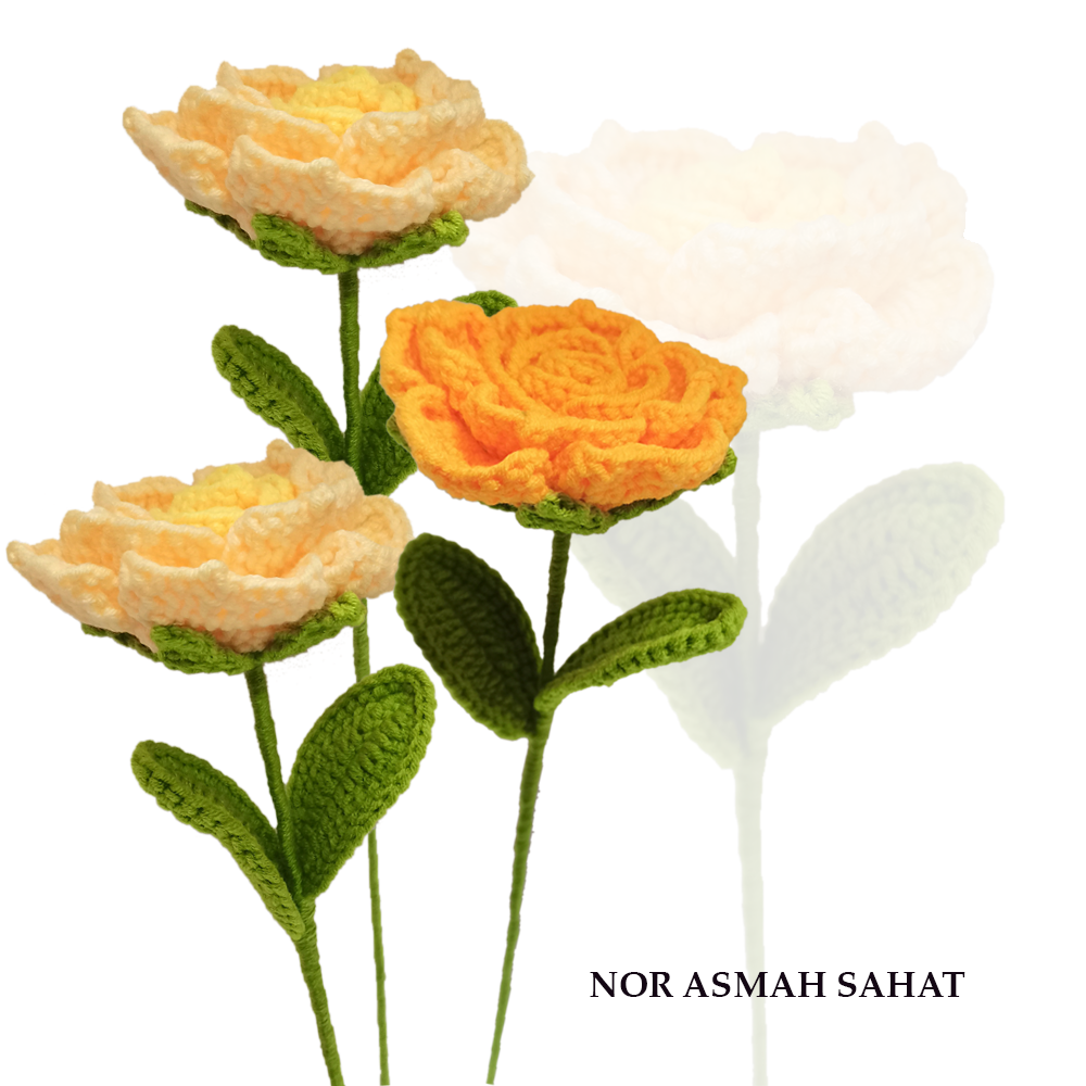 (PRE-ORDER 286) BUNGA ROSE KUNING / MUSTARD (3 KUNTUM)