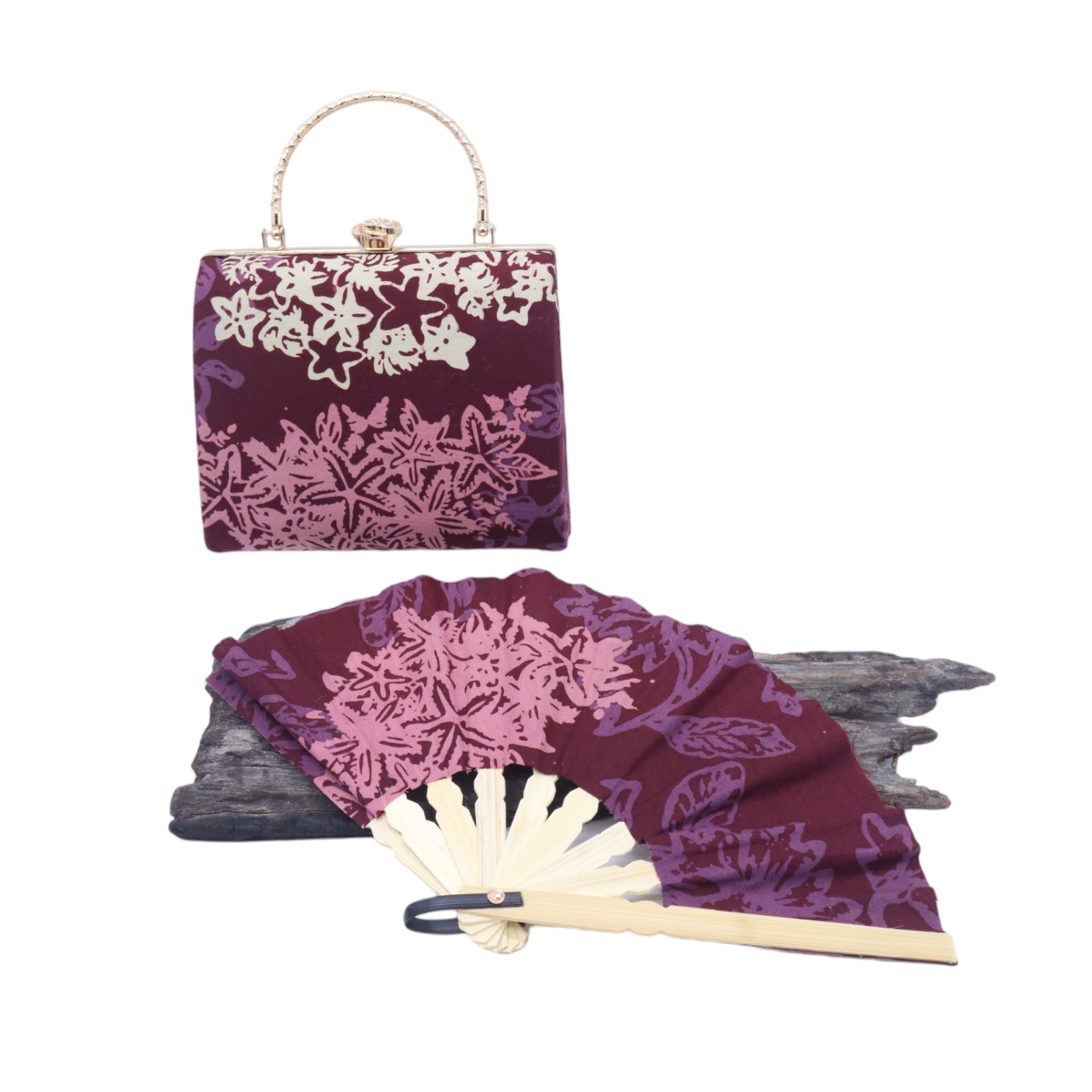 BATIK HAND FAN &  HANDBAG SET