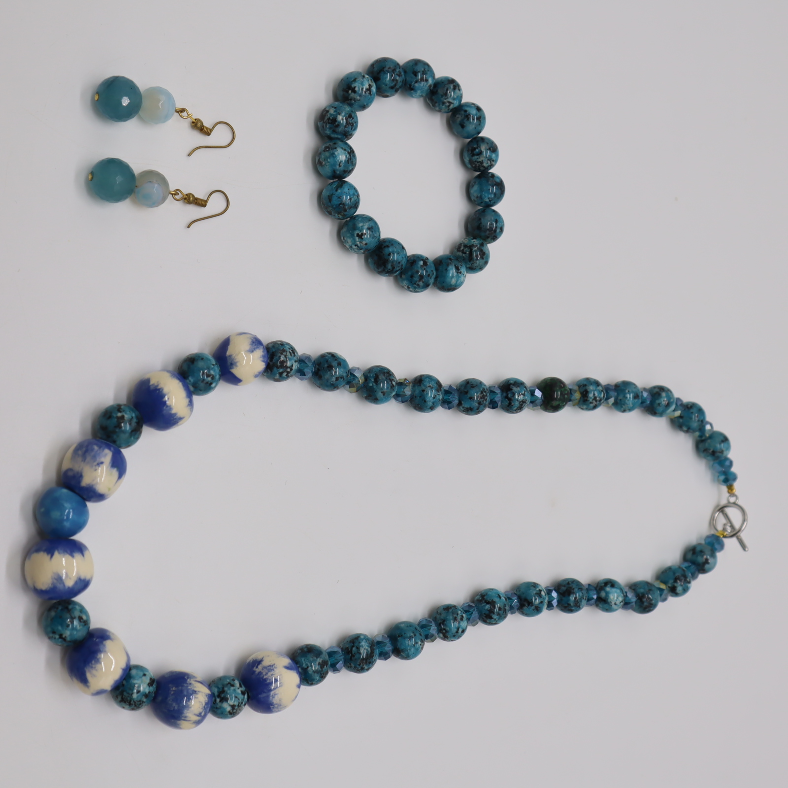 CERAMIC NECKLACE,  BRACELET AND EARRINGS (SET 2)