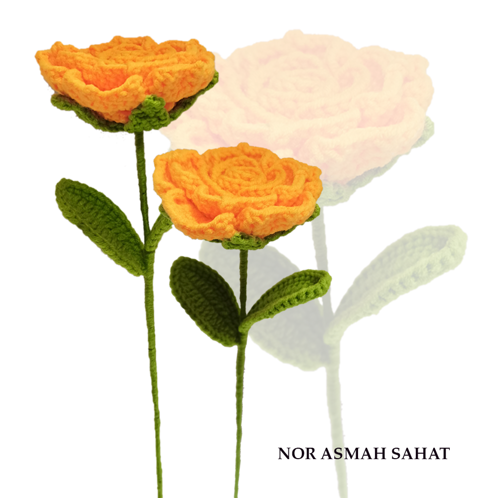 (PRE-ORDER 275) BUNGA ROSE CROCHET (2 KUNTUM)