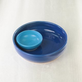 (SET) CERAMIC SHALLOW BIG BOWL + CERAMIC SAMBAL BOWL