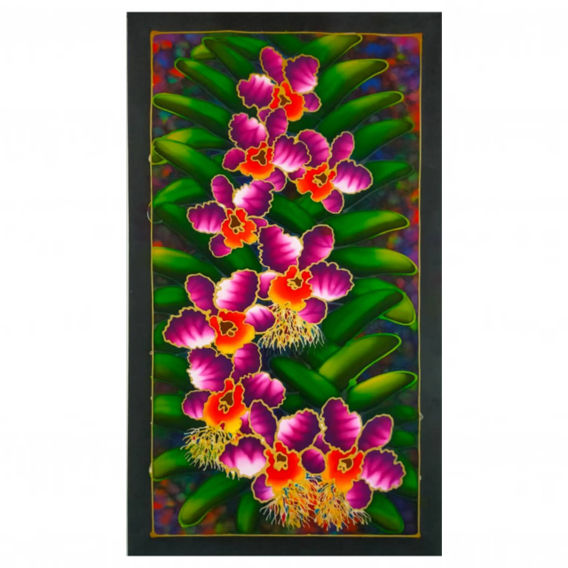 PURPLE ORCHID FLOWER BATIK PAINTING