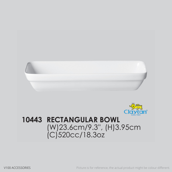 RECTANGULAR BOWL 9.3 INCH PLAIN WHITE - 10443