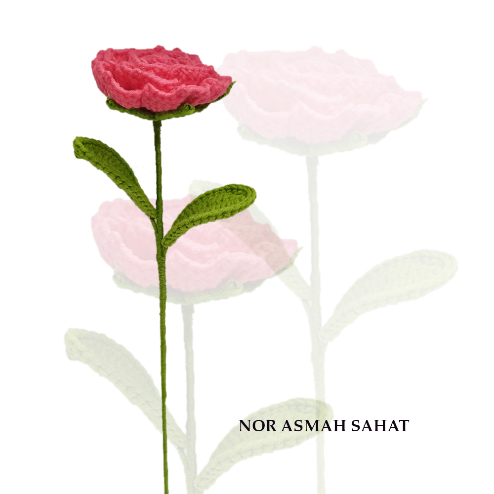 (PRE-ORDER 259) BUNGA ROSE CROCHET (1 KUNTUM)