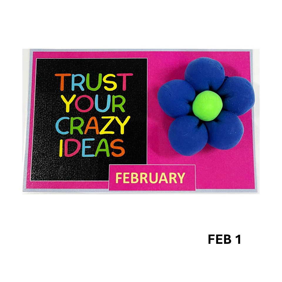 FRIDGE MAGNET DRY CLAY FLOWER - FEBRUARY
