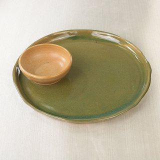 (SET) CERAMIC PLATE + CERAMIC SAMBAL BOWL