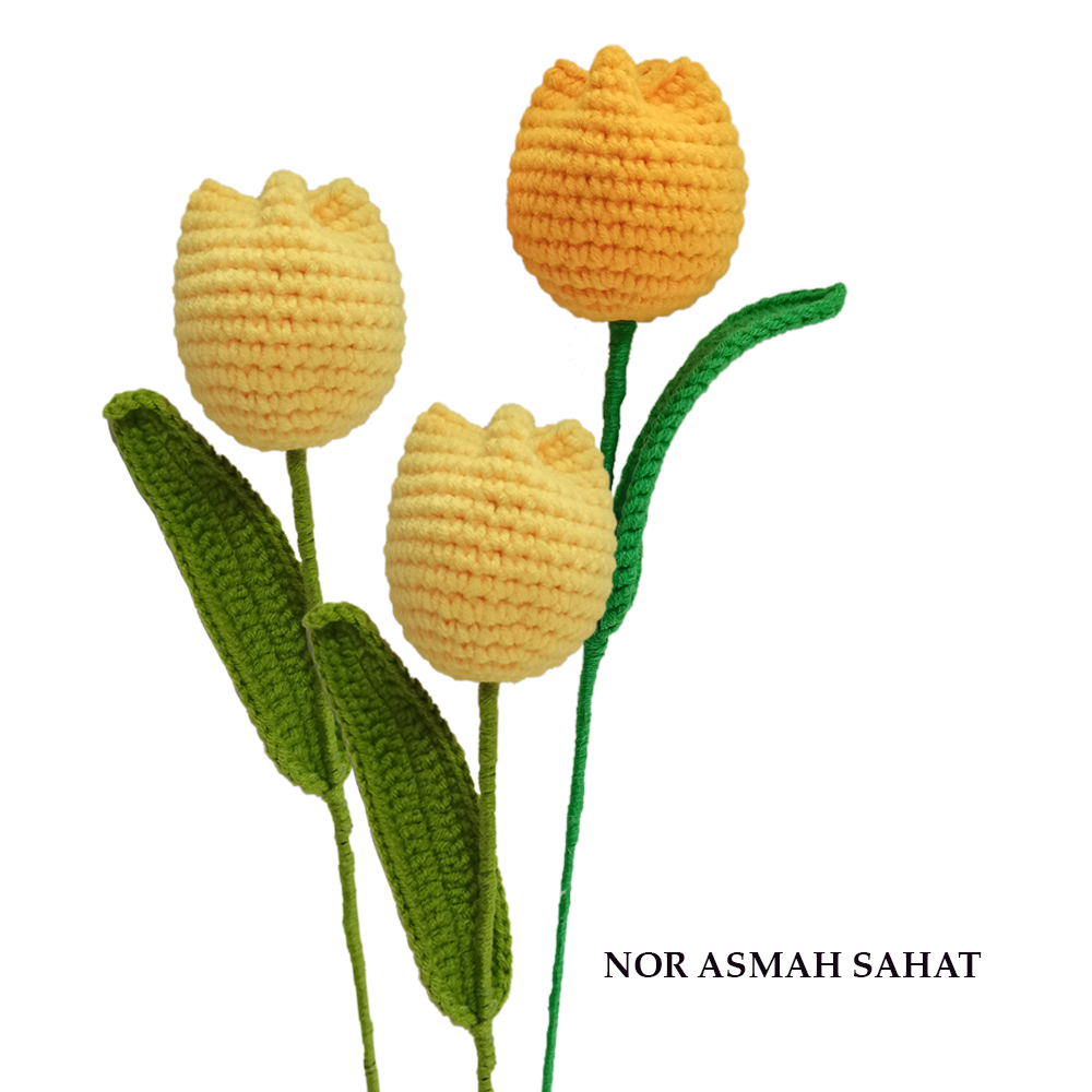 (PRE-ORDER 240) BUNGA TULIP KUDUP KUNING/MUSTARD (3 KUNTUM)