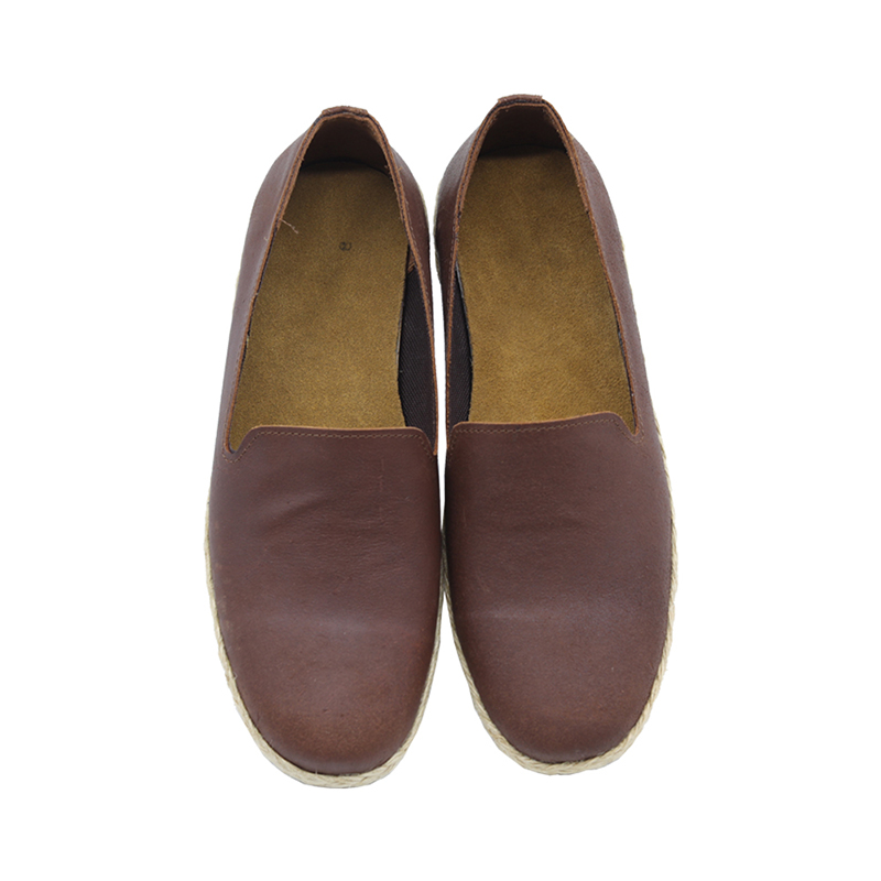SHOES LEATHER SLIP ON WITH JUTE