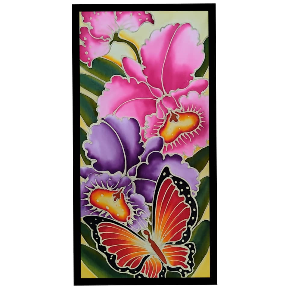 ORCHID & BUTTERFLY BATIK PAINTING