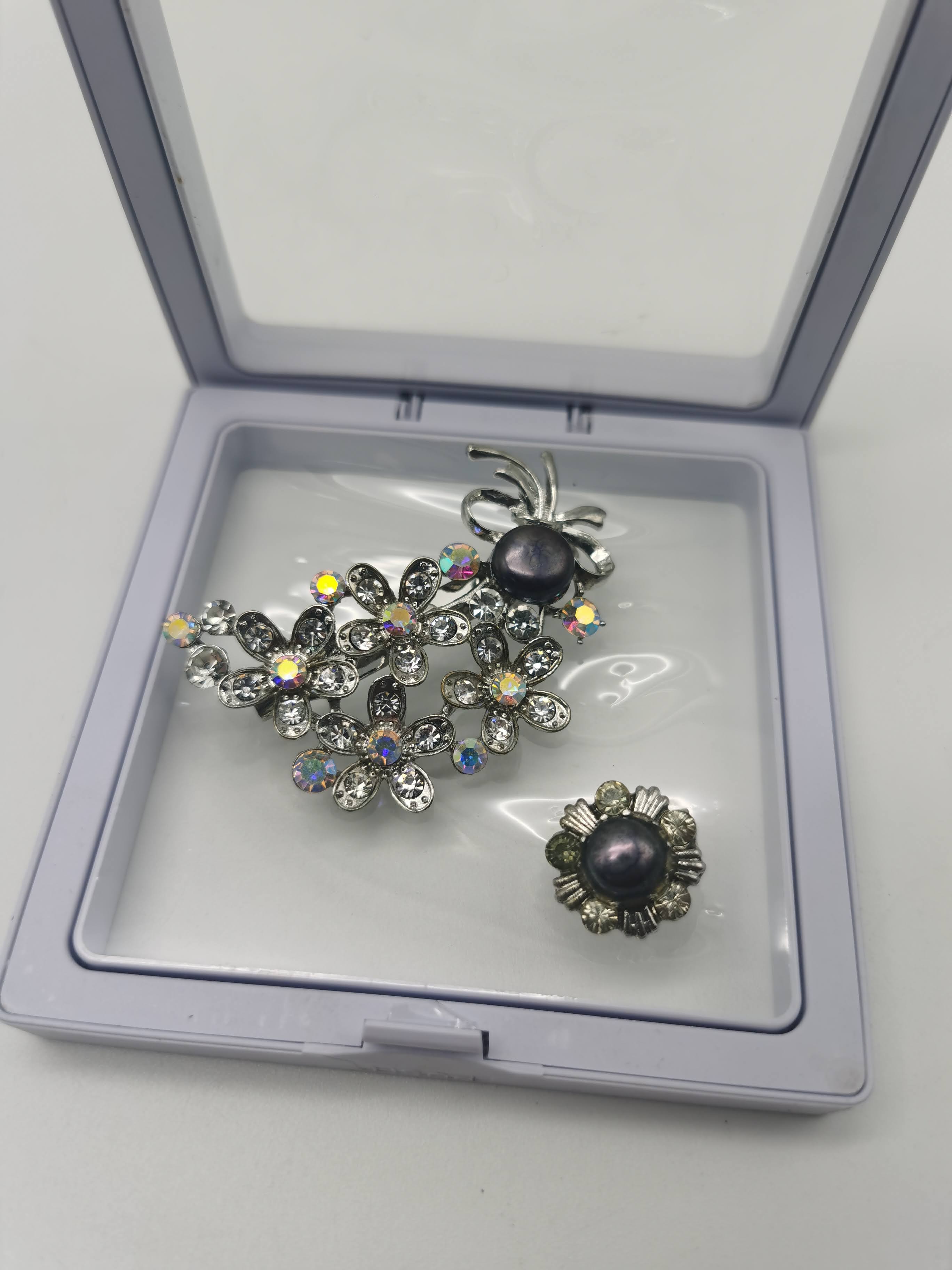 SET PIN WANITA MUTIARA DAUN PURPLE