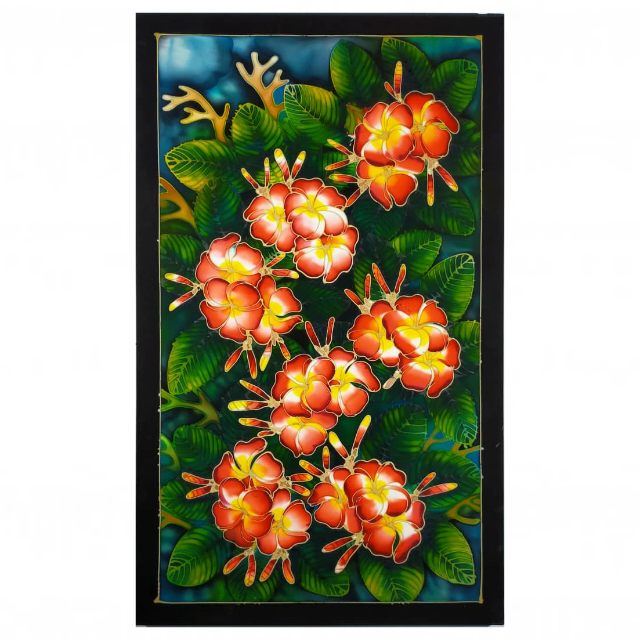 RED FRANGIPANI BATIK PAINTING