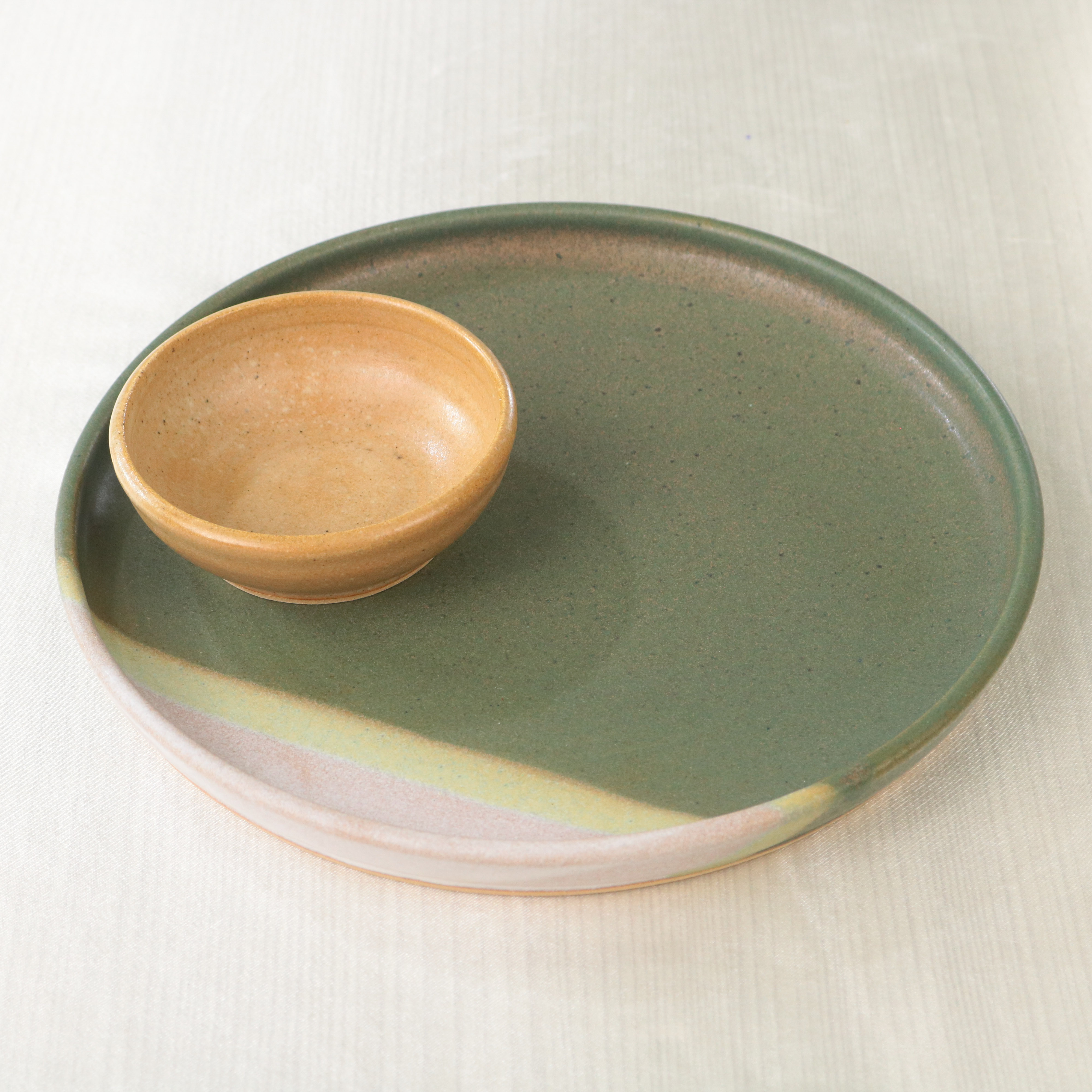 (SET) CERAMIC PLATE + CERAMIC SAMBAL BOWL
