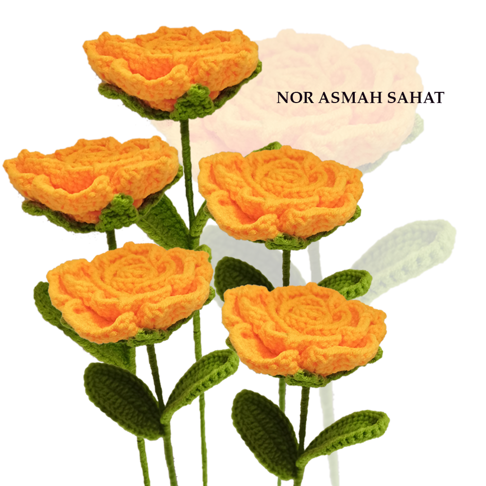 (PRE-ORDER 277) BUNGA ROSE CROCHET (5 KUNTUM)