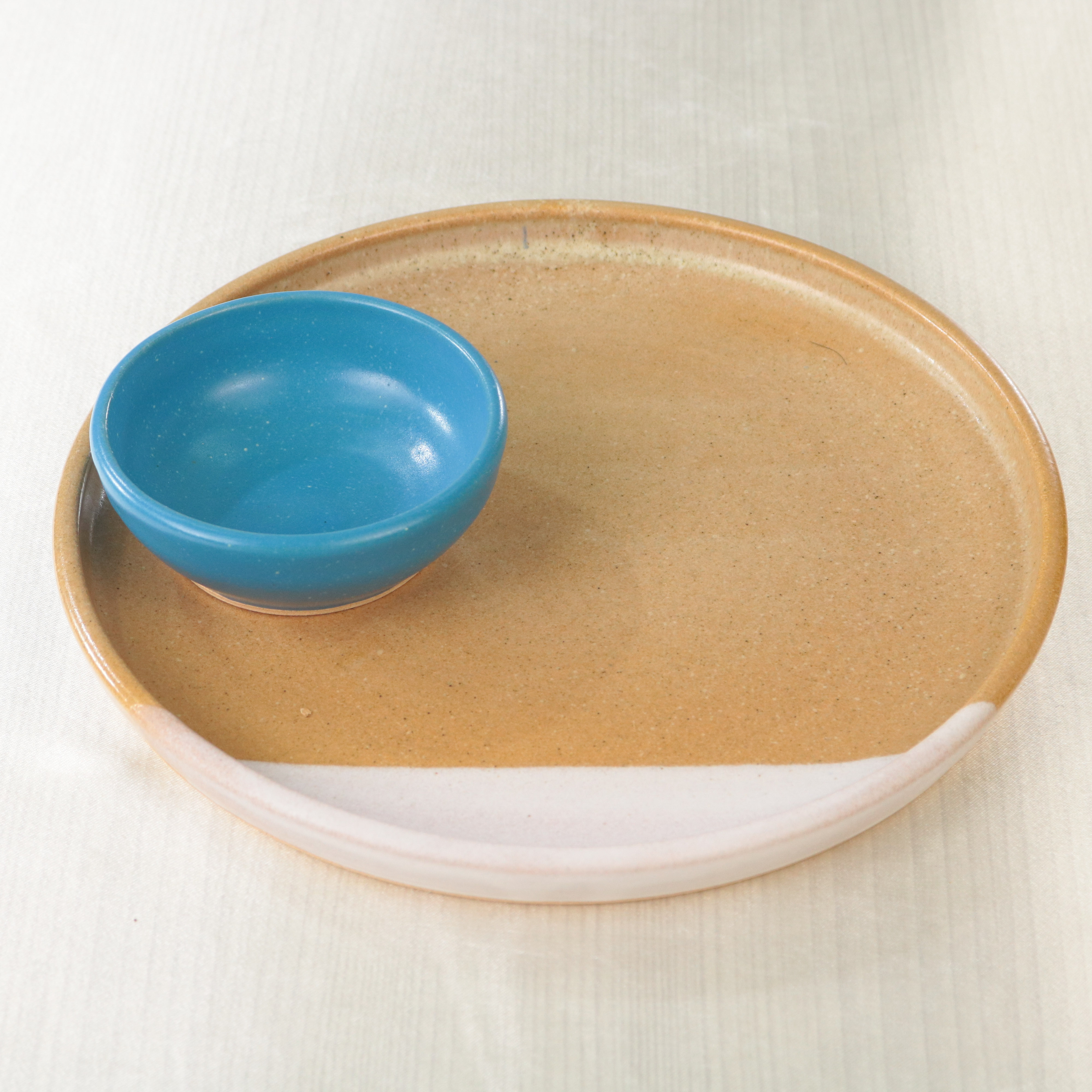 (SET) CERAMIC PLATE + CERAMIC SAMBAL BOWL