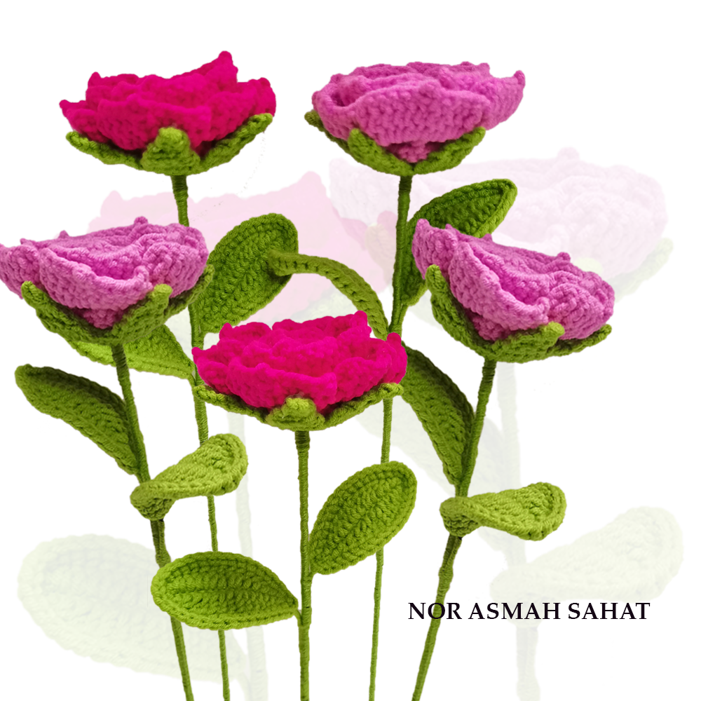 (PRE-ORDER 292) BUNGA ROSE PURPLE/DARK PINK (5 KUNTUM)