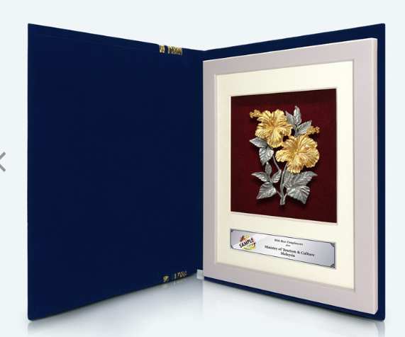 BOOK FRAME WITH GOLD PLATED PEWTER