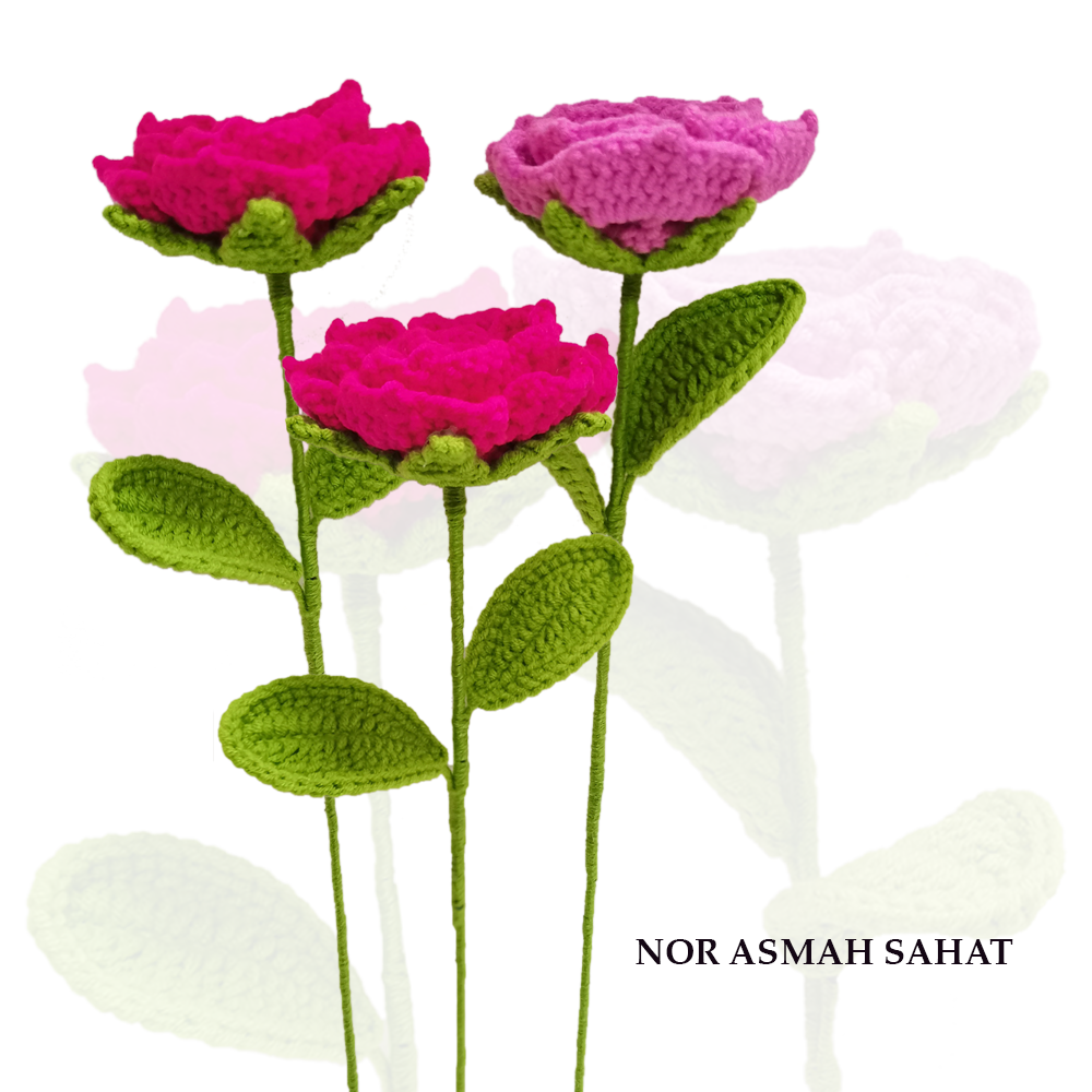 (PRE-ORDER 290) BUNGA ROSE PURPLE/DARK PINK(3 KUNTUM)