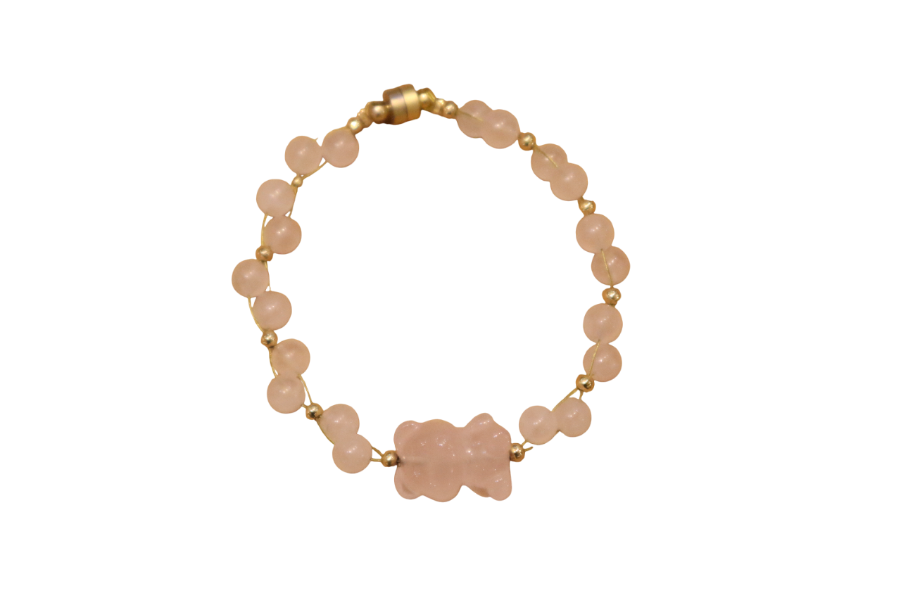 ROSE QUARTZ WITH TEDDY BEAR BRACELET