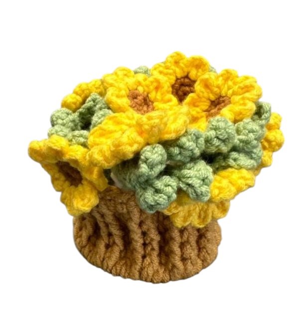 SUNFLOWER POT CROCHET COASTER