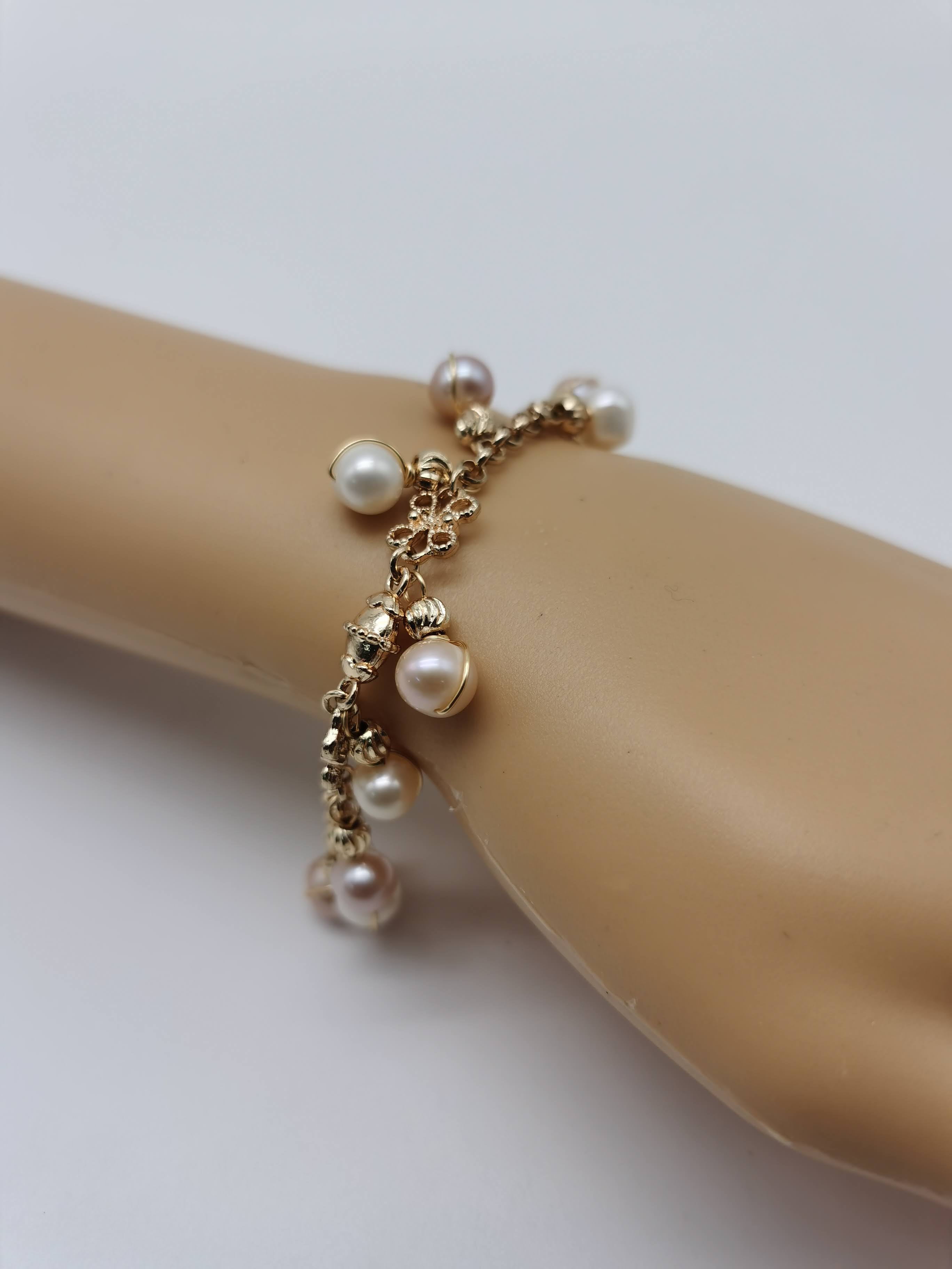 GELANG ROSEGOLD WANITA MUTIARA AIR MASIN WARNA PUTIH