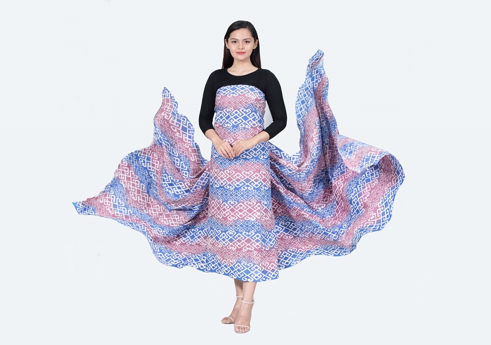 BATIK COTTON 4 METER LIGHT MAROON BLUE