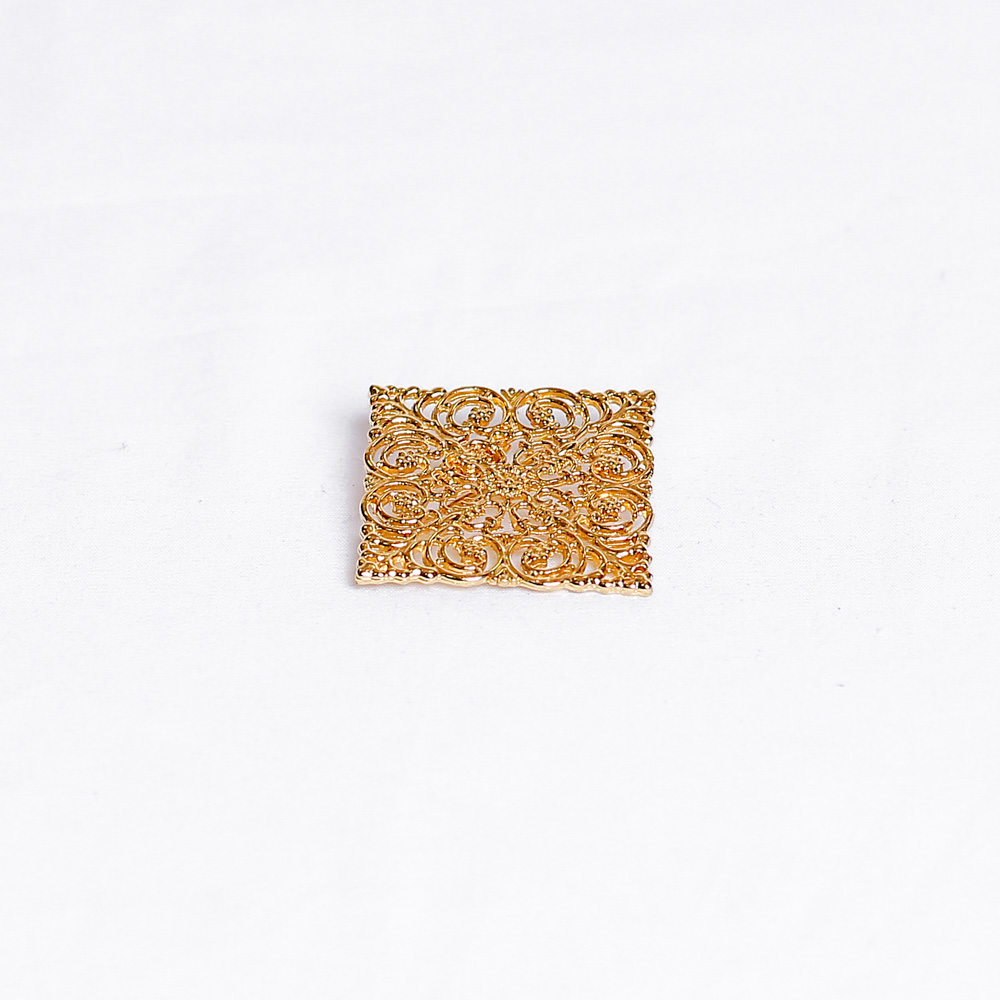 BROOCH SQUARE FILIGREE (GOLD PLATED)