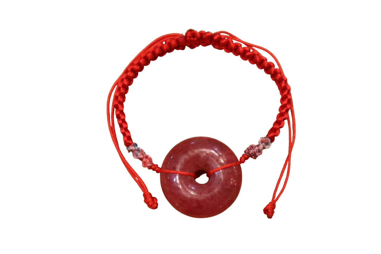 HAND BRADED ROPE WITH RHODONITE STONE BRACELET