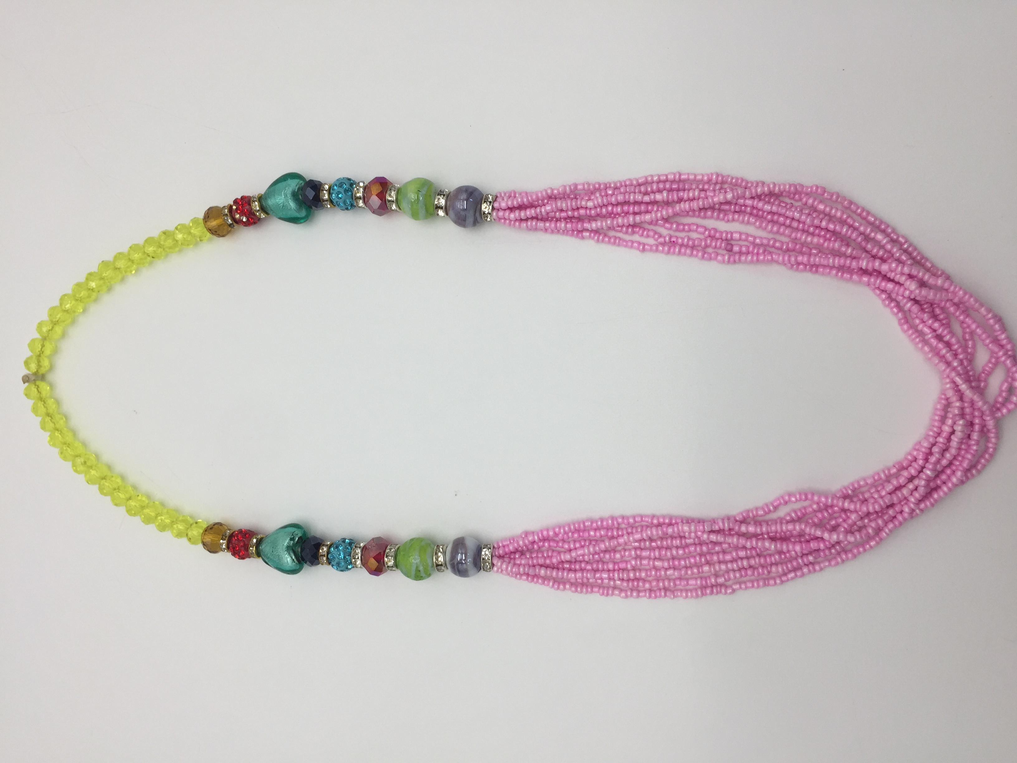 CRYSTAL JUNTAI GREEN PINK NECKLACE