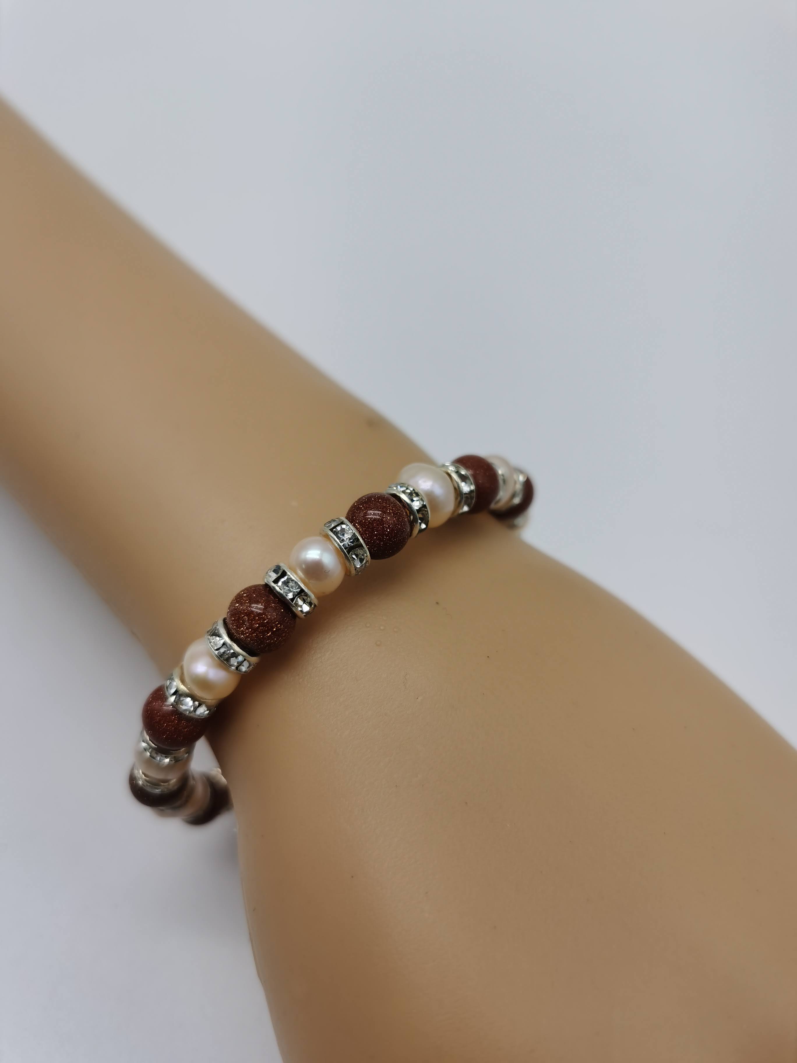 GELANG MUTIARA AIR MASIN BROWN DAN PEACH