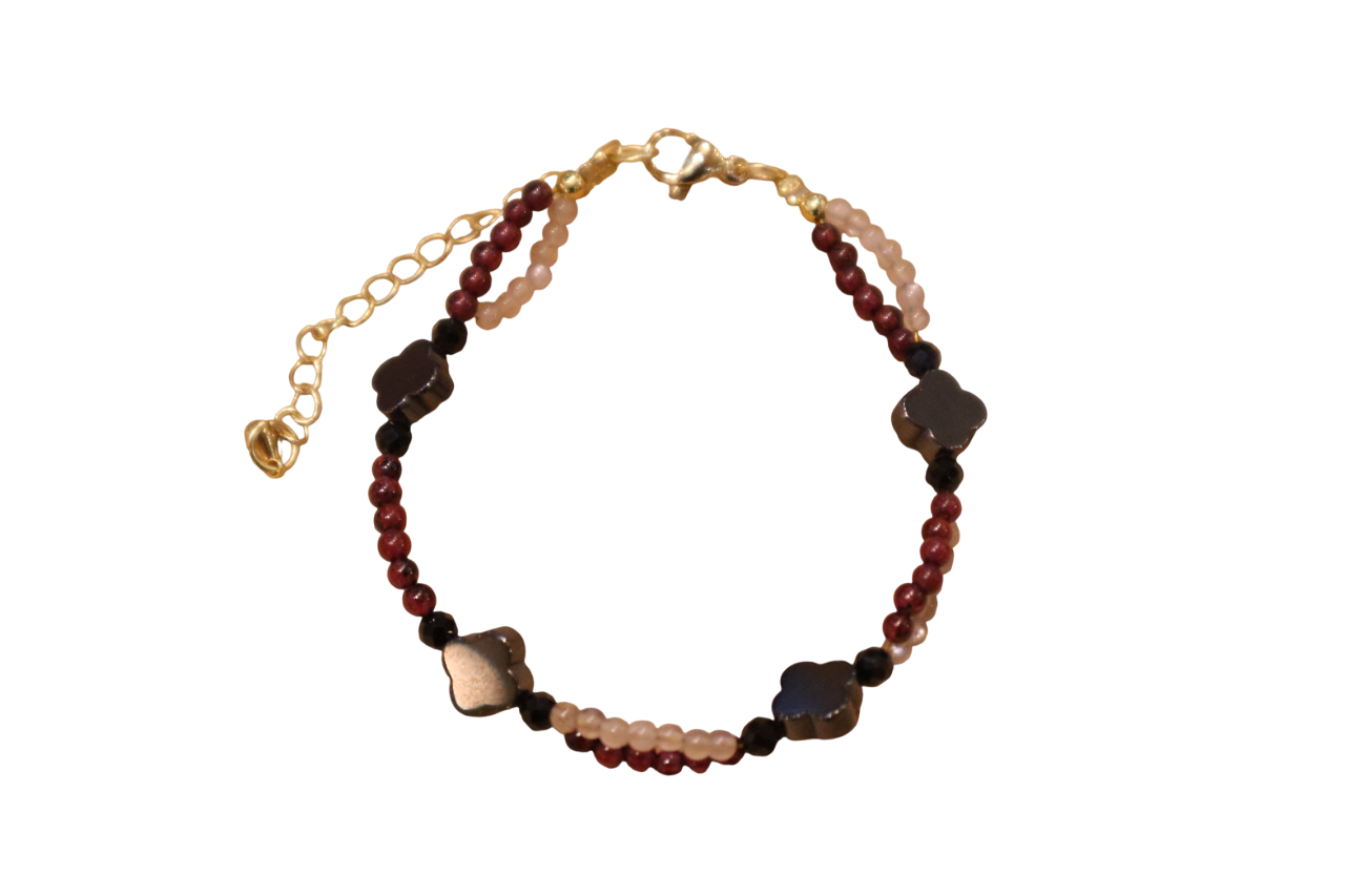 GARNET WITH HEMATITE BRACELET