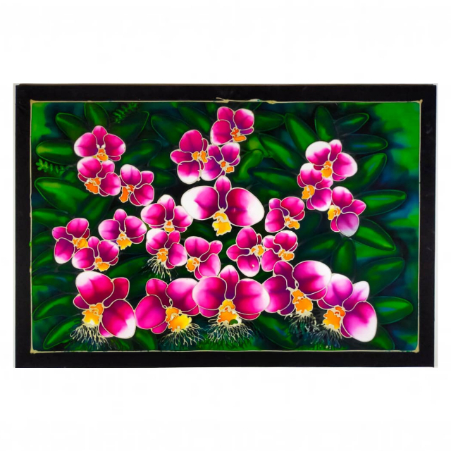 PURPLE ORCHID FLOWER BATIK PAINTING