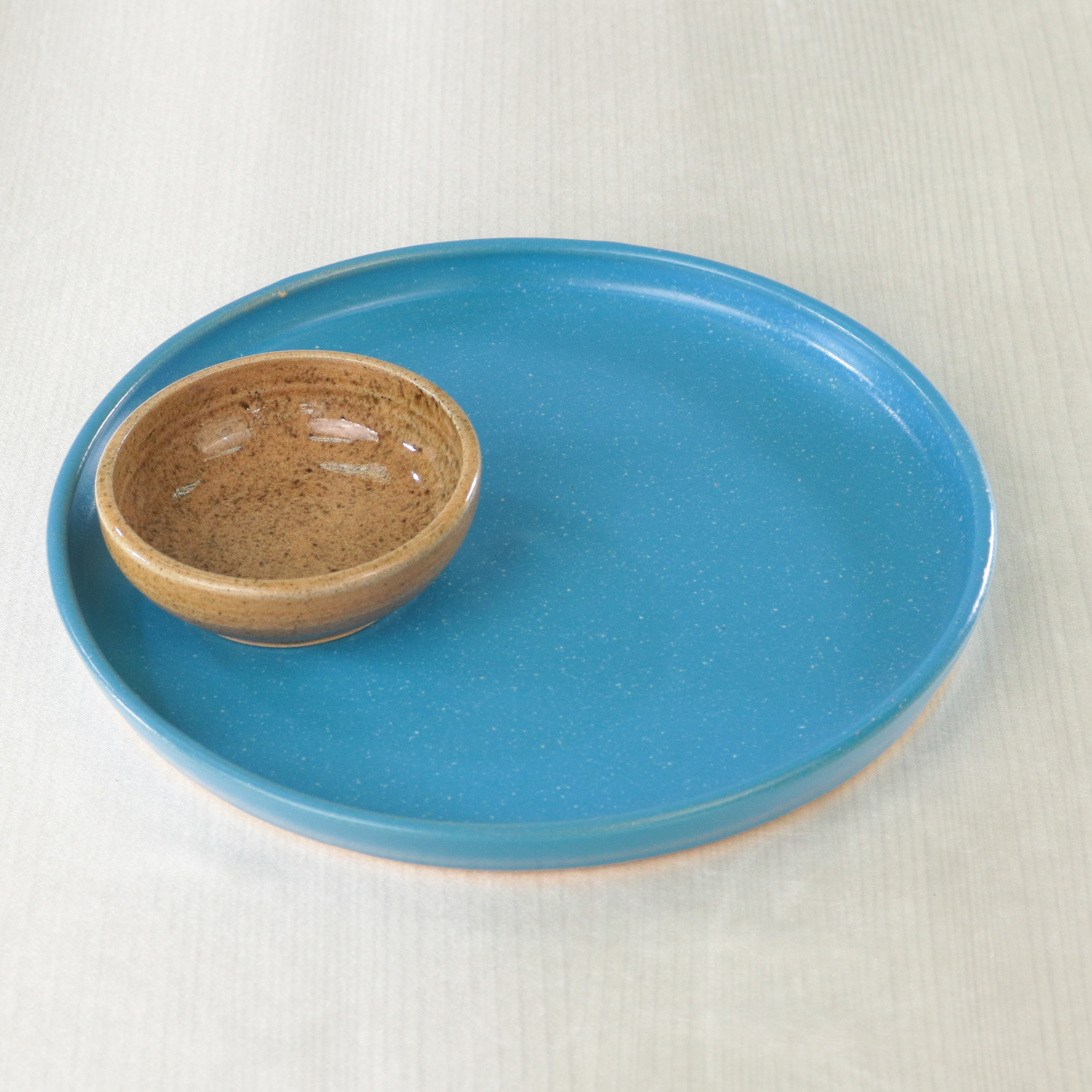 (SET) CERAMIC PLATE + CERAMIC SAMBAL BOWL