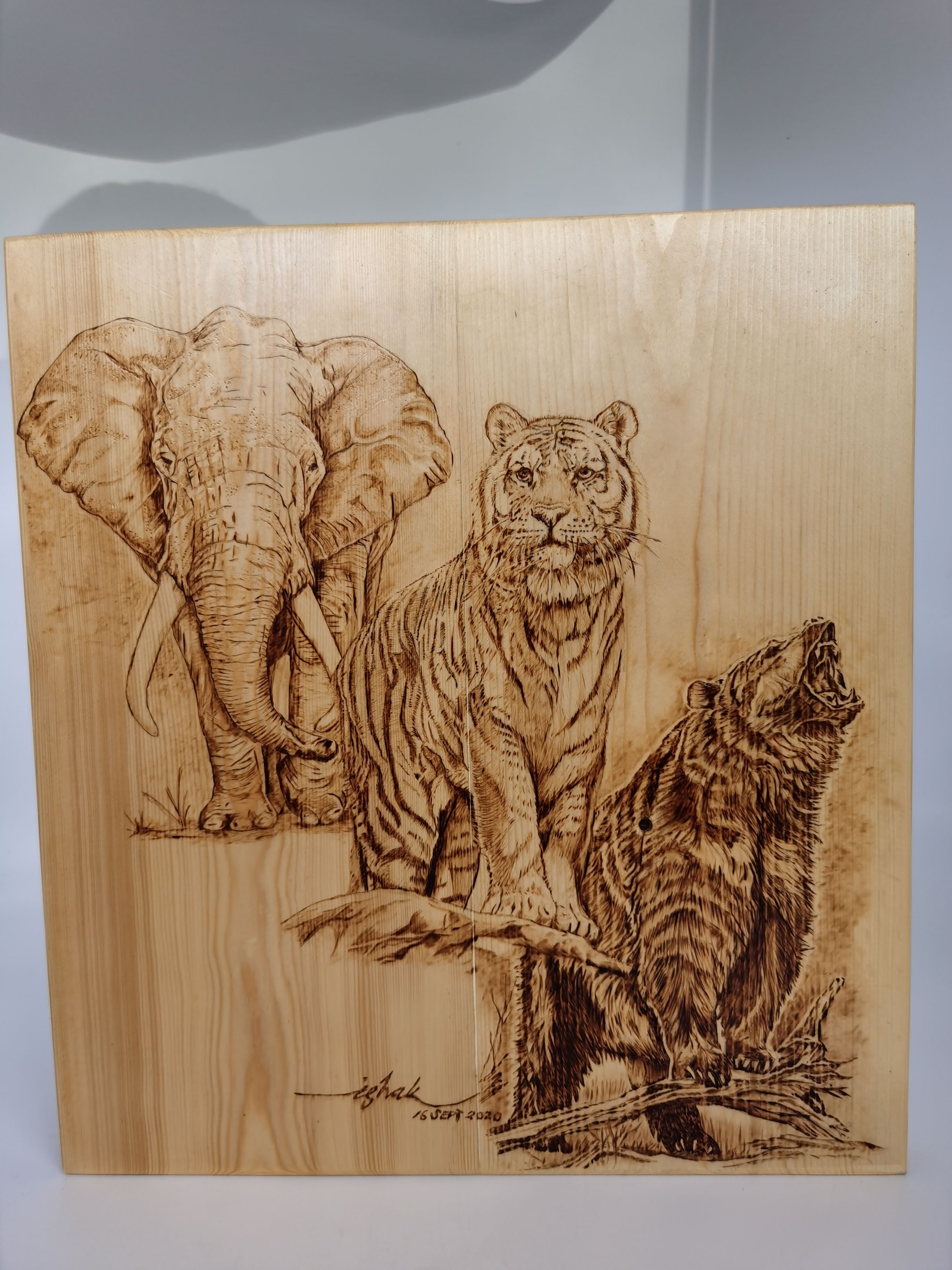 WOOD BURNING - PYROGRAPHY (WILD ANIMAL - 3 FACE)