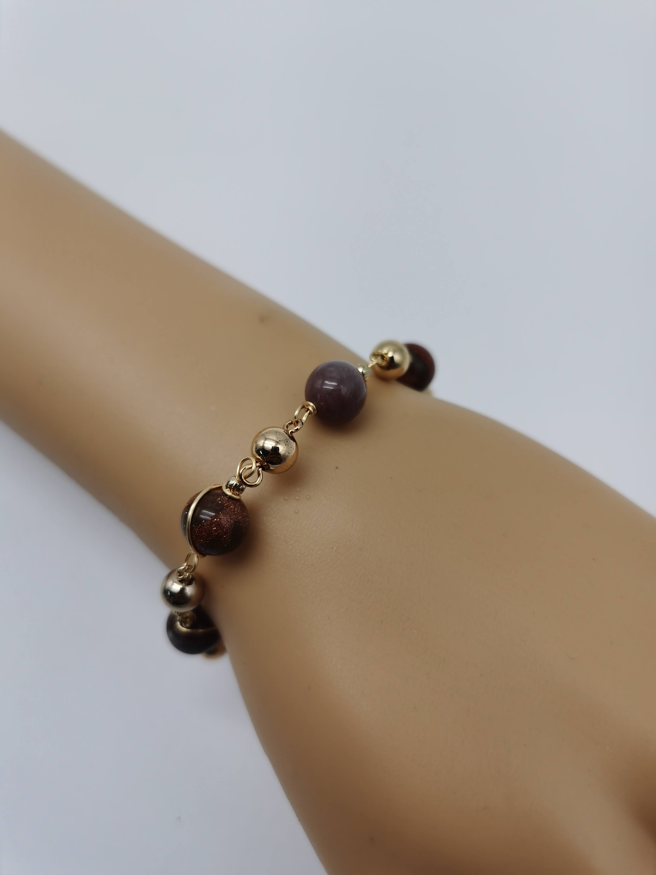 GELANG ROSEGOLD WANITA BATU WARNA COKLAT